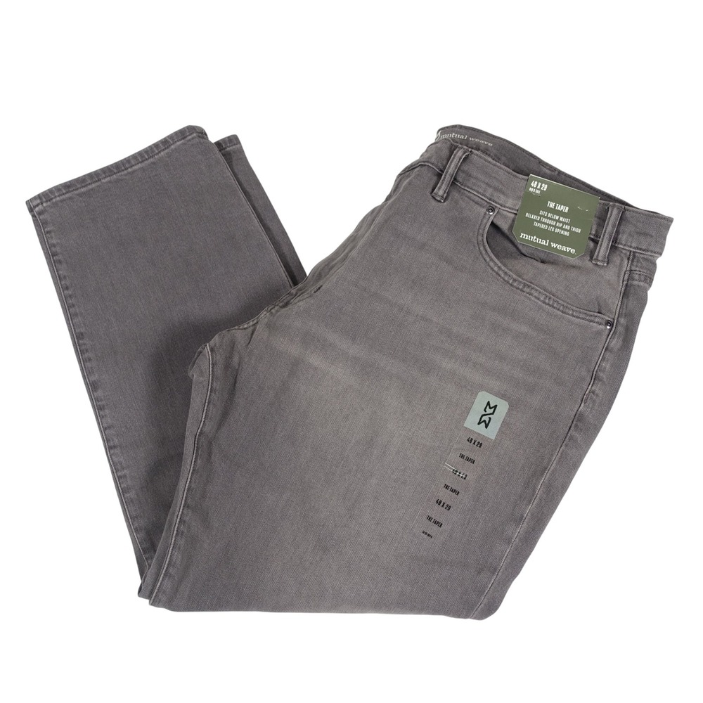 Mutual Weave Mens The Taper Gray Jeans Big & Tall 48x29 Stretch Denim New